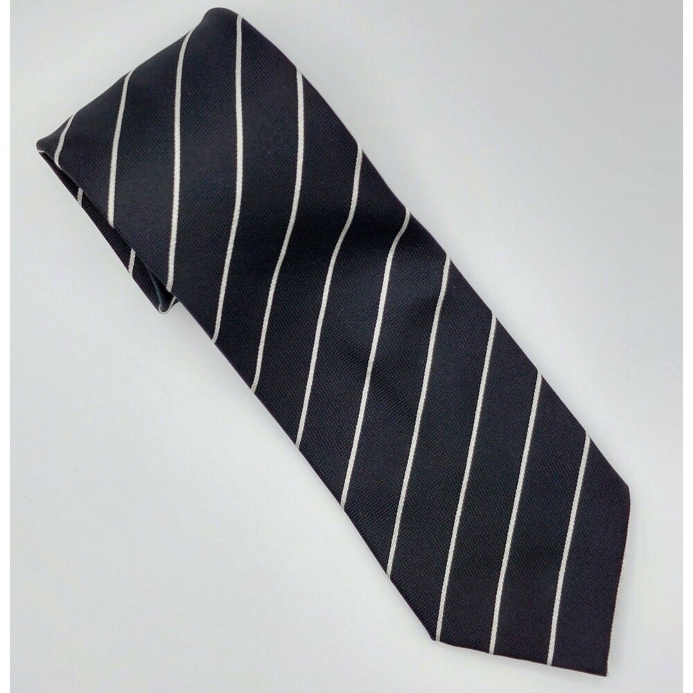 Brioni Handmade 100% Silk Men's Necktie ITALY Luxury Black/Gray Striped EUC